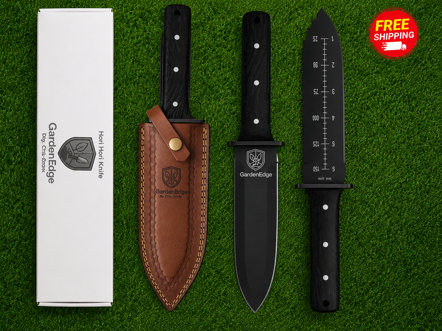 Garden Edge Hori Hori Garden Knife Multipurpose Gardening Black Knife Gardening Tool - Image 8