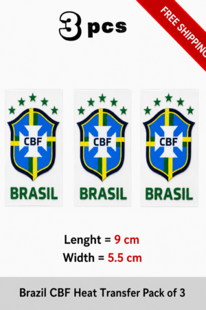 3x Brazil Football Crest Heat Transfer Patches CBF Iron On Sticker For Jersey