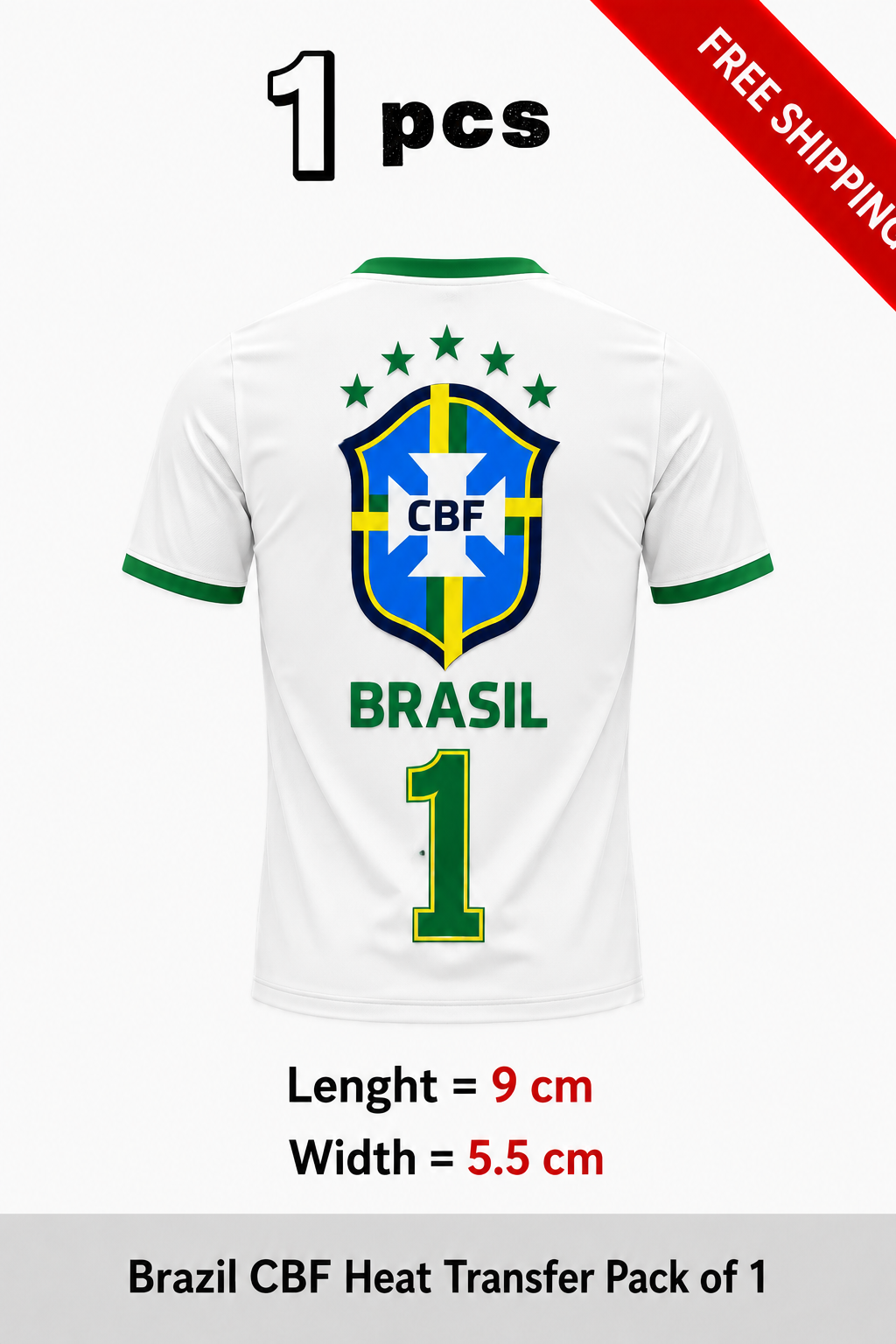 3x Brazil Football Crest Heat Transfer Patches CBF Iron On Sticker For Jersey - Image 2