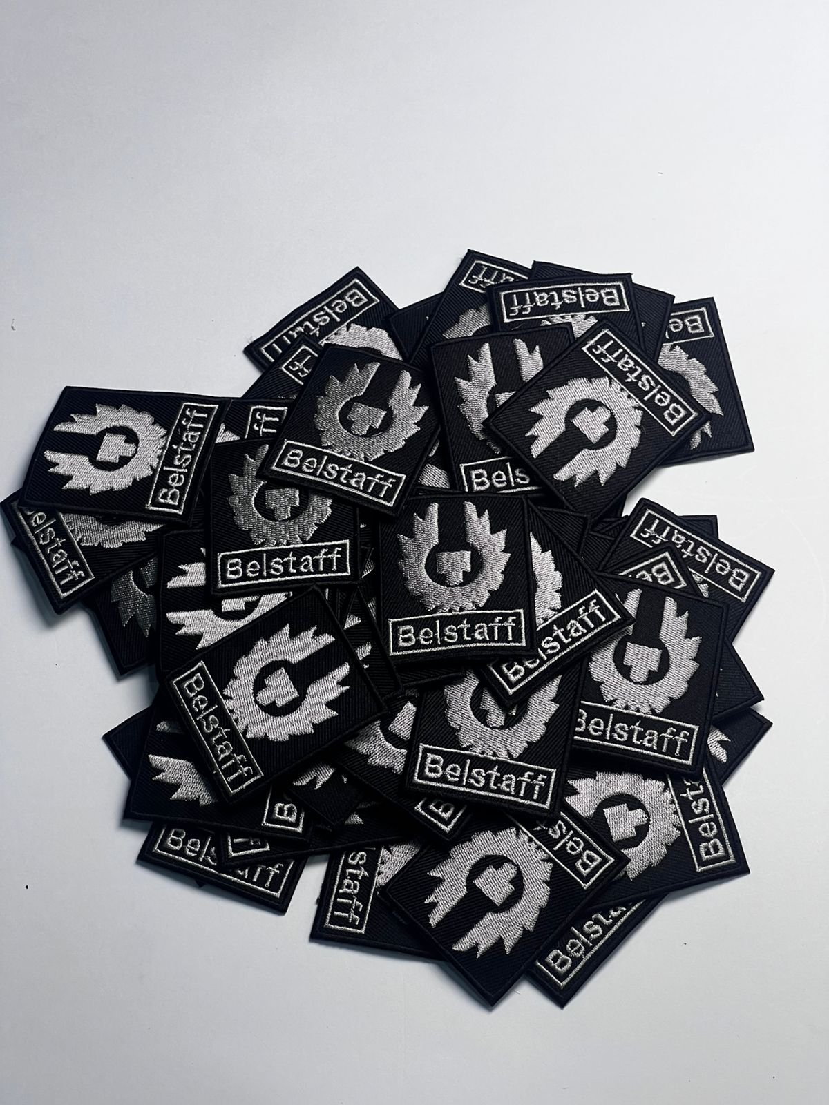 Embroidered Patch Belstaff Inspired Logo Iron/Sew on Badge Black gry(M) 3 pc - Image 2